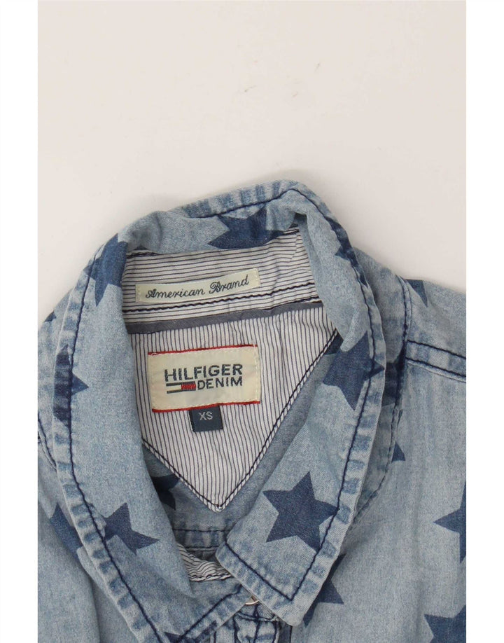 Женская джинсовая рубашка с абстрактным узором Tommy Hilfiger UK 6 XS, синяя