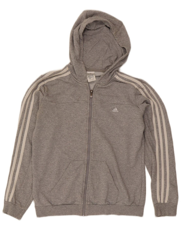Женский свитер с капюшоном на молнии Adidas UK 12/14, средний серый хлопок с крапинками