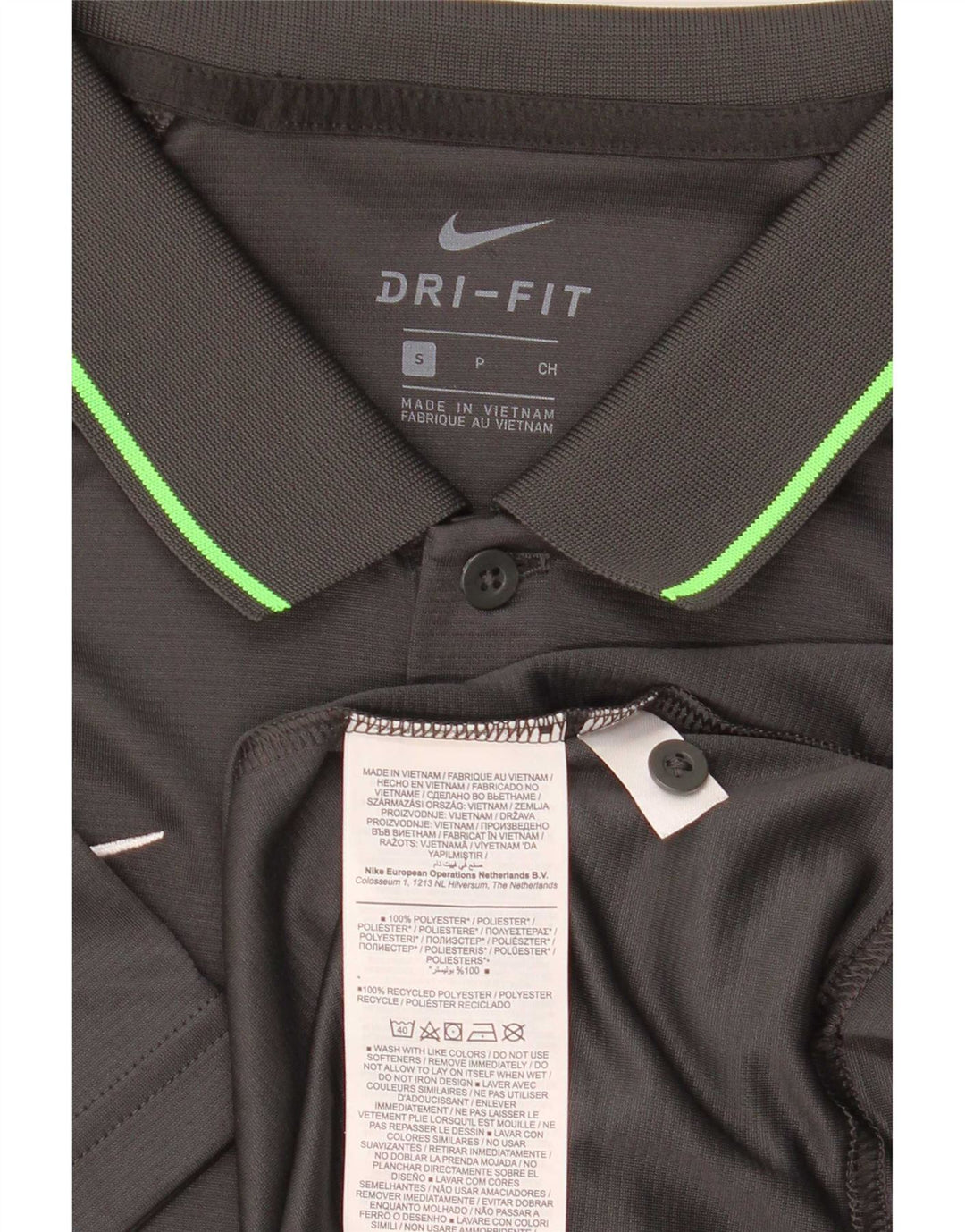 Мужская рубашка-поло Nike Dri Fit, маленькая серая, полиэстер с цветными блоками