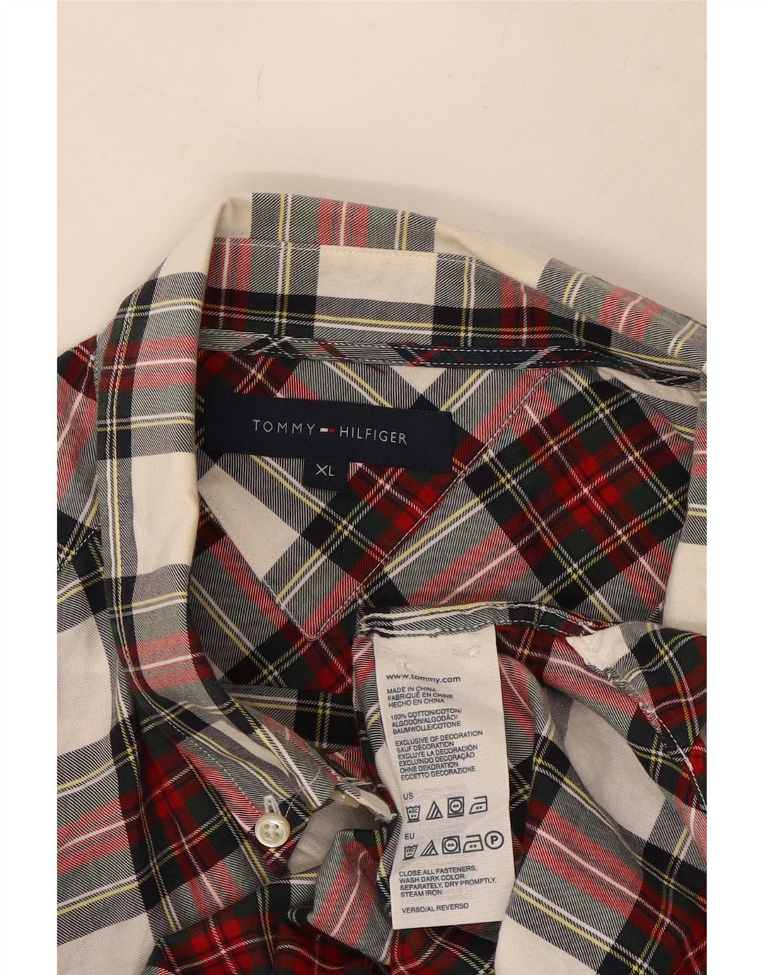 Мужская фланелевая рубашка Tommy Hilfiger XL, хлопковая красная клетка