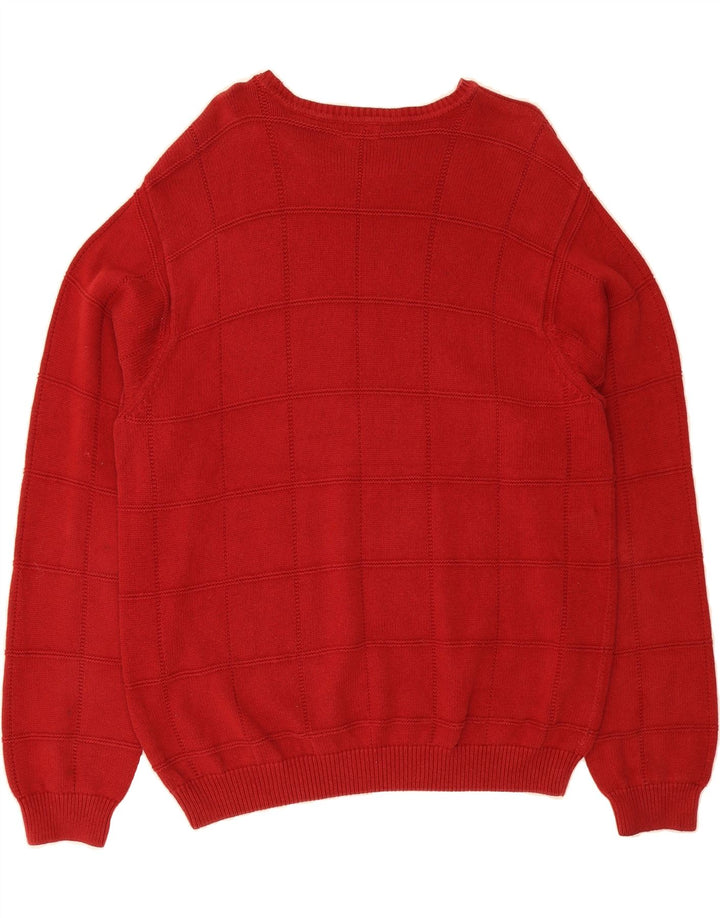 IZOD Mens Crew Neck Jumper Sweater Large Red Cotton Vintage Izod and Second-Hand Izod from Messina Hembry 