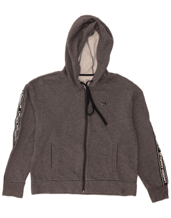Женский свитер с капюшоном на молнии Under Armour UK 14, средний серый цвет с цветными блоками