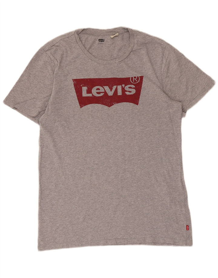Мужская футболка с рисунком Levi's, маленький серый хлопковый топ в крапинку