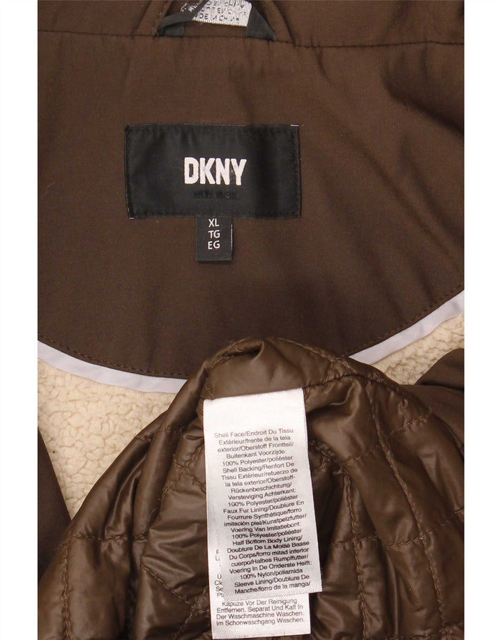 Женское пальто из шерпы Dkny UK 18 XL, коричневый полиэстер