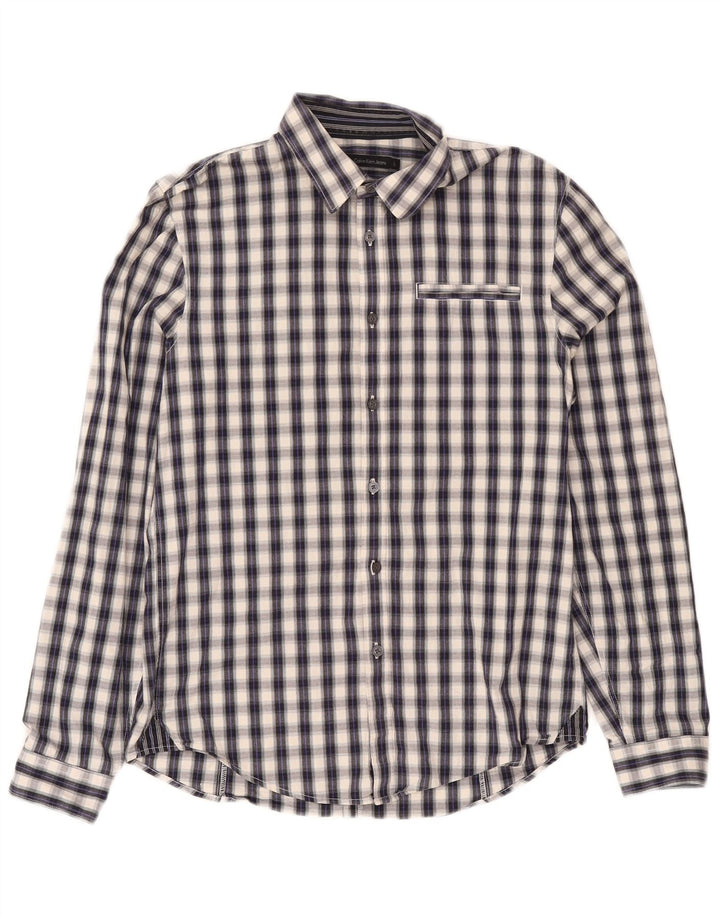Мужская рубашка с рисунком Calvin Klein Jeans, большая серая клетка, хлопок