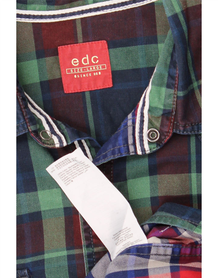EDC Mens Shirt Large Navy Blue Check Cotton Vintage EDC and Second-Hand EDC from Messina Hembry 