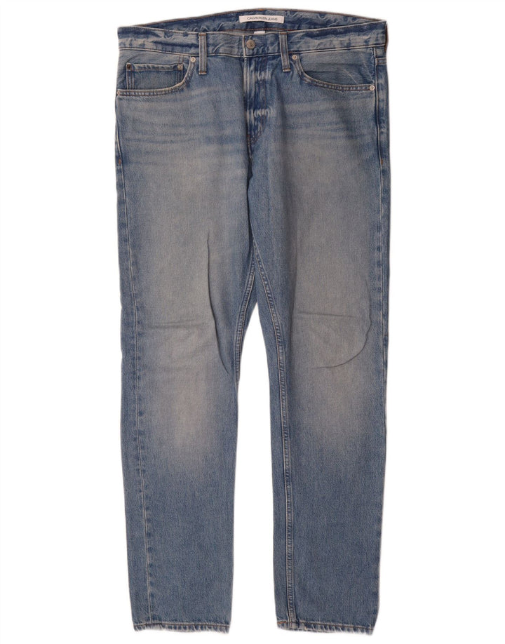 Мужские узкие джинсы Calvin Klein W34 L32, синий хлопок
