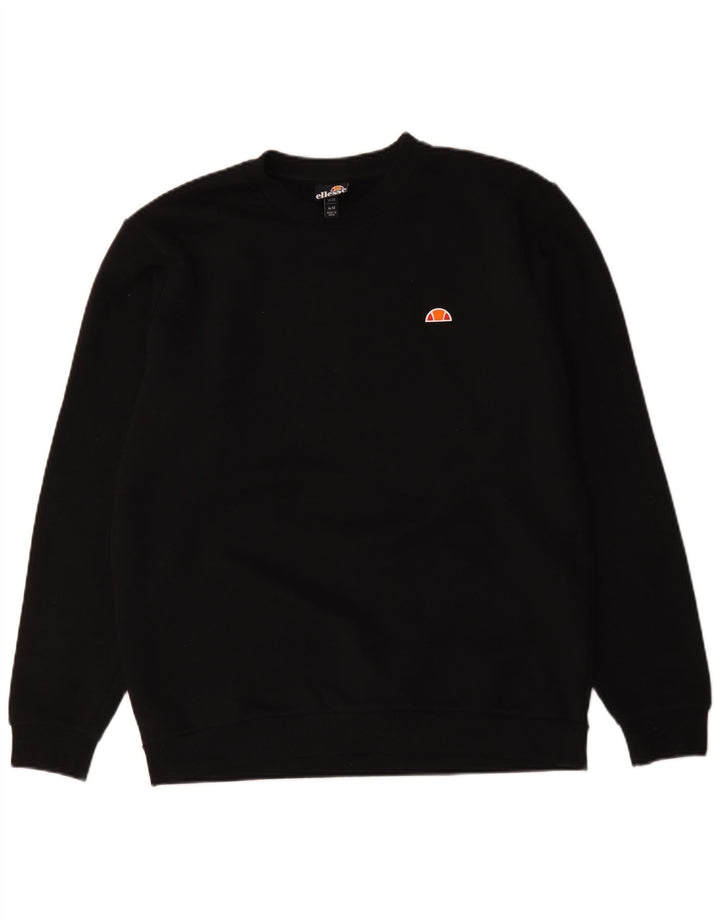 Мужской свитшот Ellesse с рисунком, хлопковый джемпер среднего размера, черный