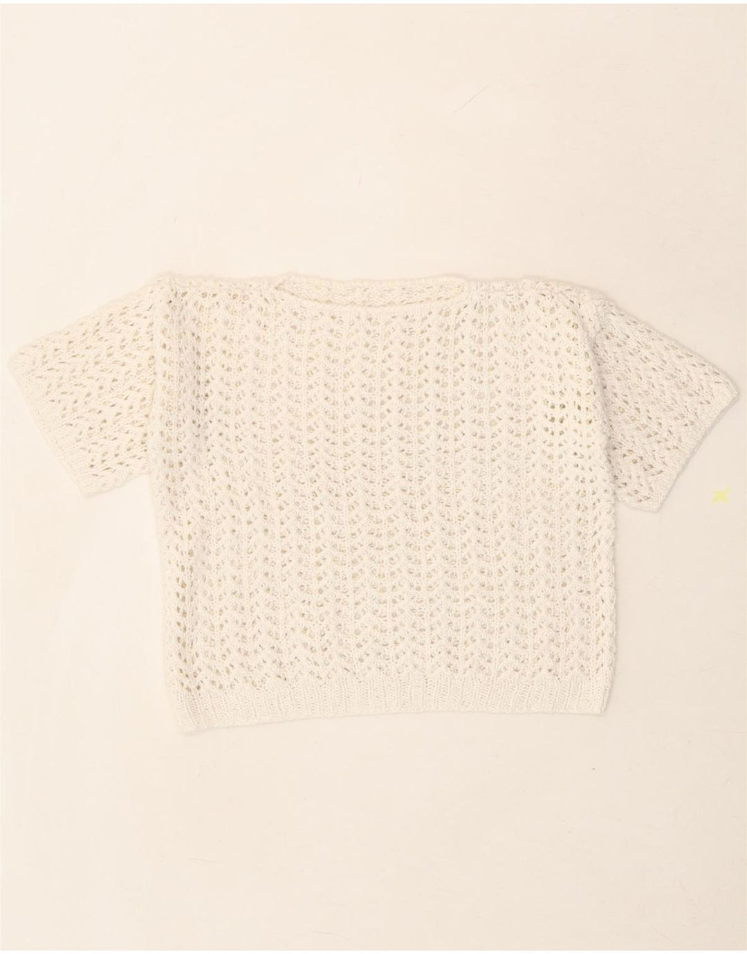 VINTAGE Womens Crop Crochet Blouse Top UK 14 Medium White Vintage Vintage and Second-Hand Vintage from Messina Hembry 