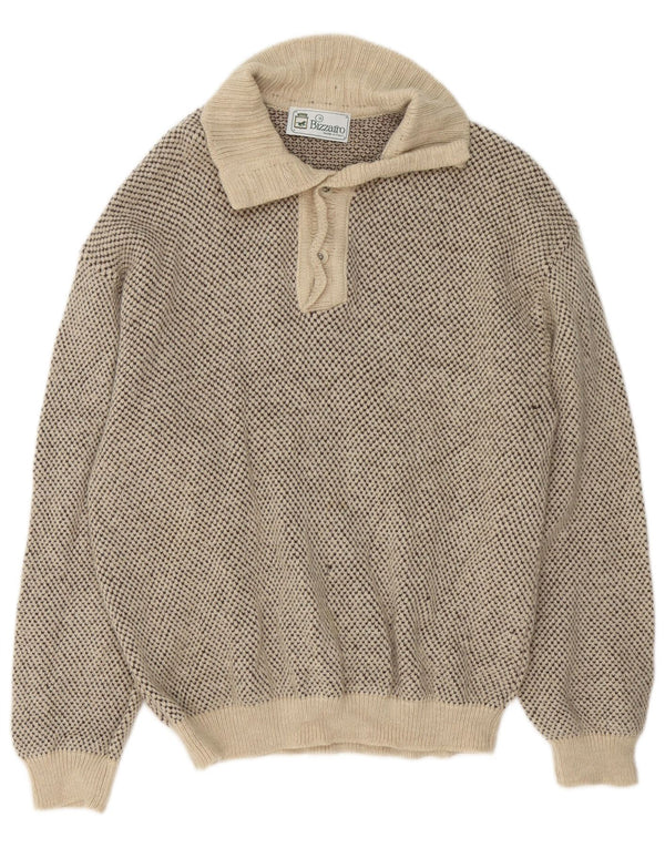 Мужской свитер с воротником на пуговицах Bizzarro IT 48 Medium Beige Flecked