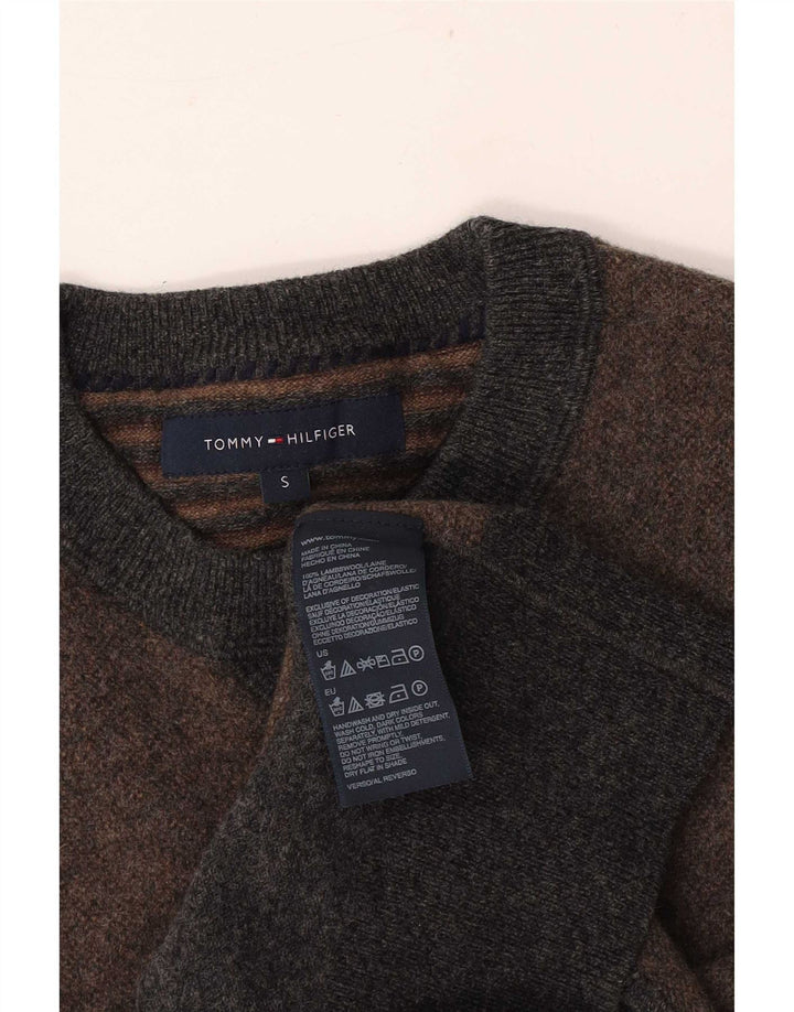 Мужской джемпер с круглым вырезом Tommy Hilfiger, маленький серый с цветными блоками