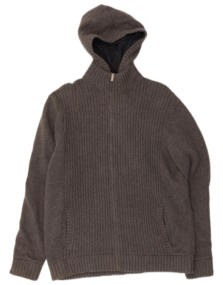 Мужская вязаная двусторонняя куртка с капюшоном Massimo Dutti UK 42 XL серая