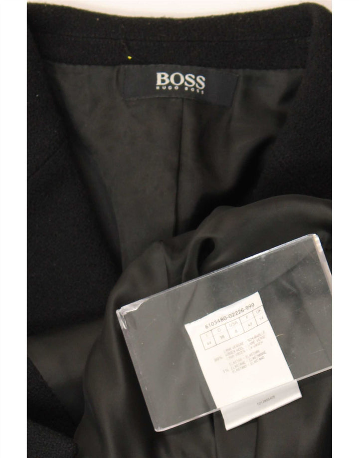 Женский пиджак Hugo Boss на 3 пуговицах UK 14, средний черный из натуральной шерсти