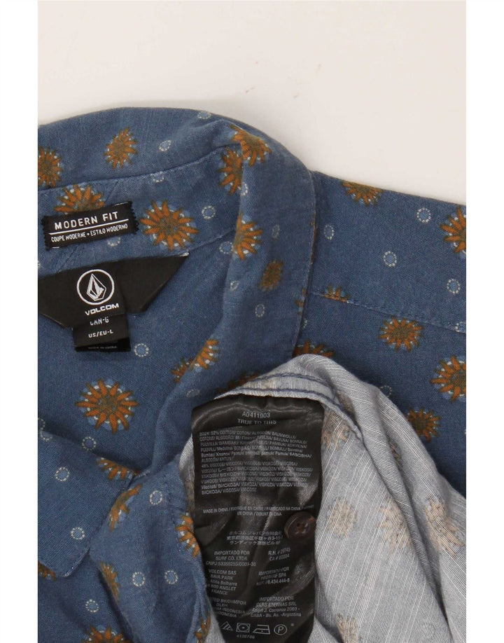 Volcom Мужская рубашка современного кроя с коротким рукавом, большой синий хлопок