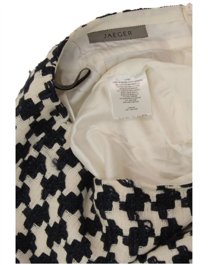 JAEGER Женская юбка-карандаш UK 8, маленькая W27, черная, хлопок с узором «гусиные лапки»