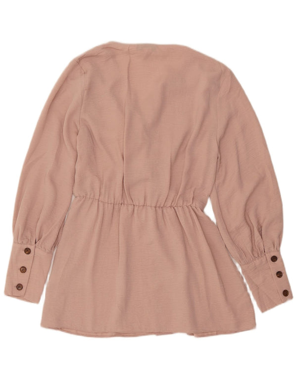 Topshop Женское мини-платье А-силуэта с длинными рукавами UK 10, маленький розовый полиэстер