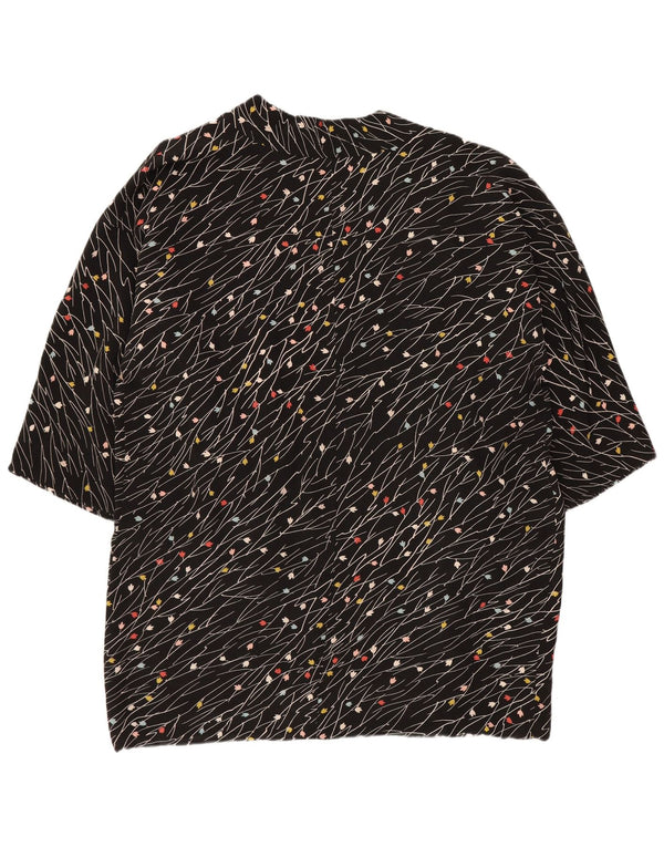 Винтажный женский открытый пиджак с рукавами 3/4, Великобритания 20, 2XL, черный цветочный принт