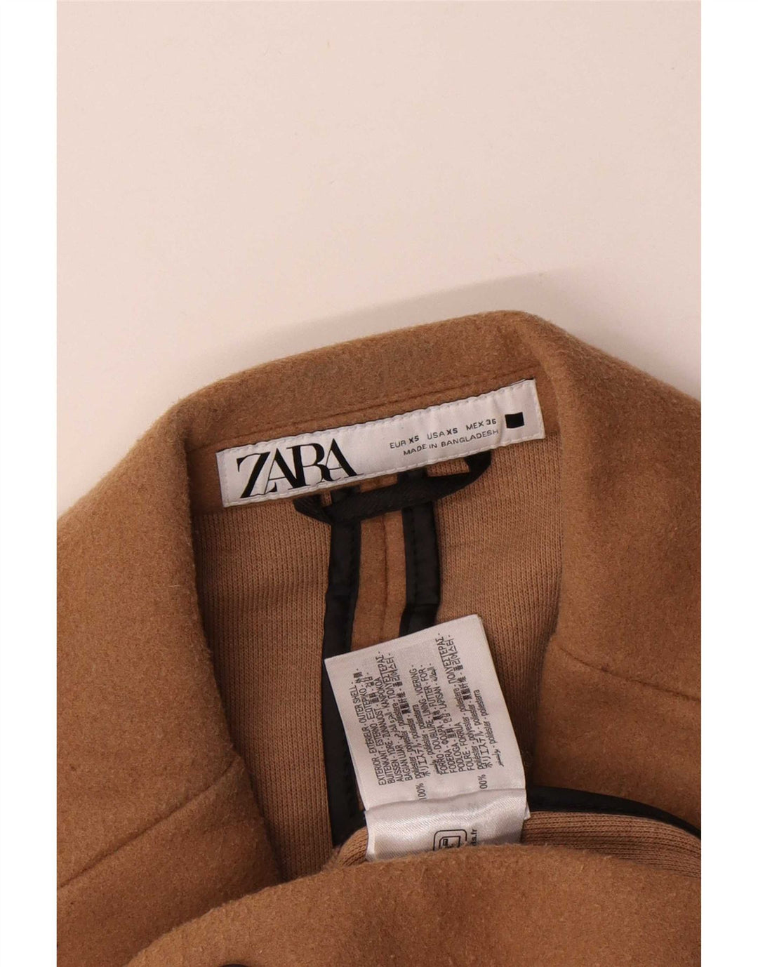 Мужское пальто оверсайз Zara UK 34 XS, полиэстер бежевого цвета