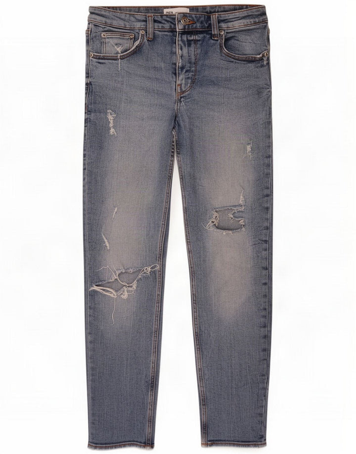 Zara Женские потертые узкие джинсы EU 40 Medium W30 L26 Синий