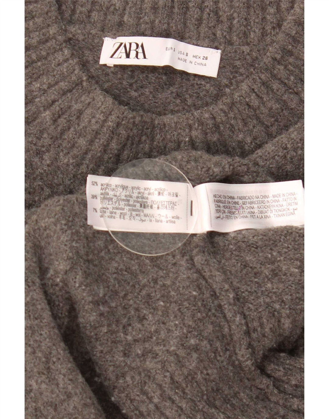 Женский укороченный свободный джемпер с круглым вырезом Zara UK 10, маленький серый цвет