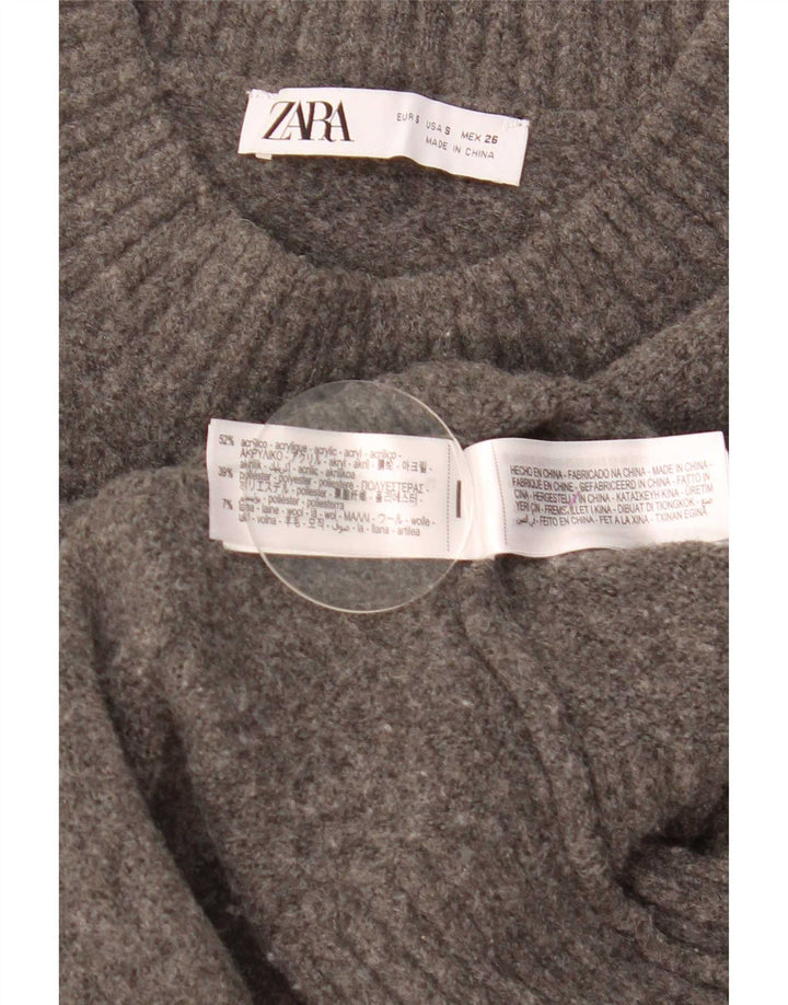 Женский укороченный свободный джемпер с круглым вырезом Zara UK 10, маленький серый цвет