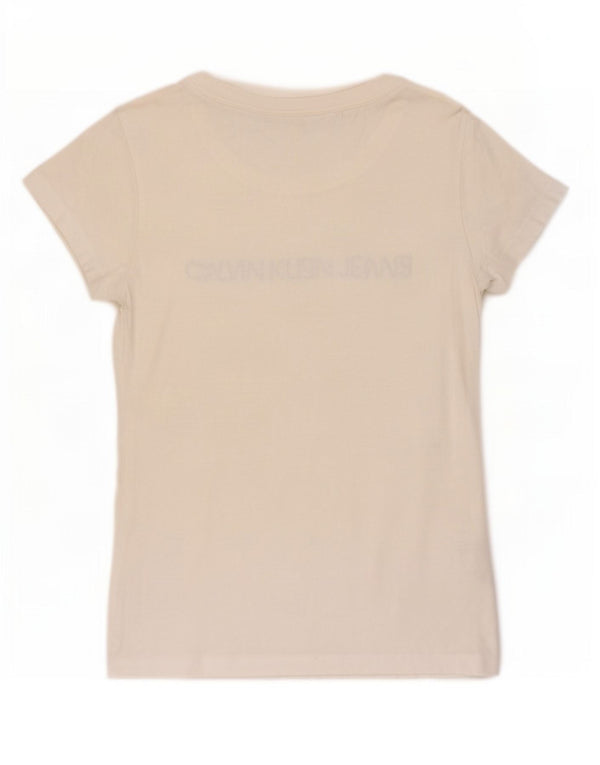 Женская футболка с рисунком Calvin Klein Jeans Top UK 12, средний цвет, белый хлопок