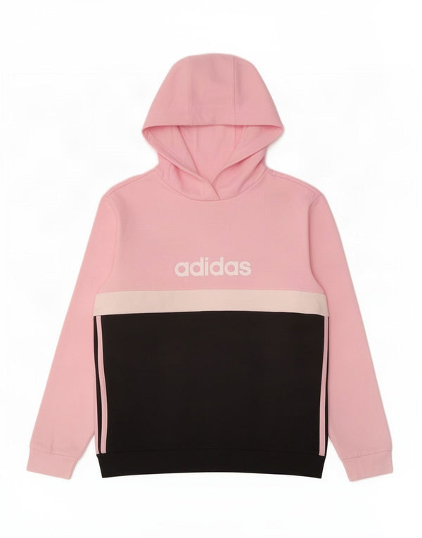 Джемпер с капюшоном Adidas для девочек 11–12 лет, розовый, хлопок с цветными блоками