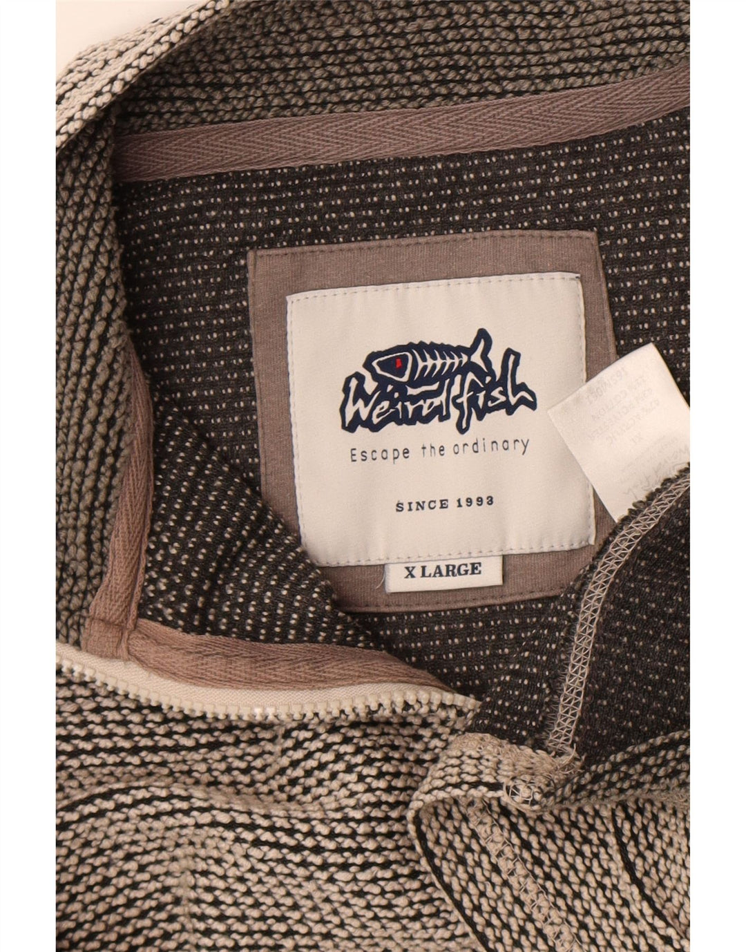 Мужской свитшот с воротником на молнии Weird Fish, джемпер XL, серый акрил с цветными блоками