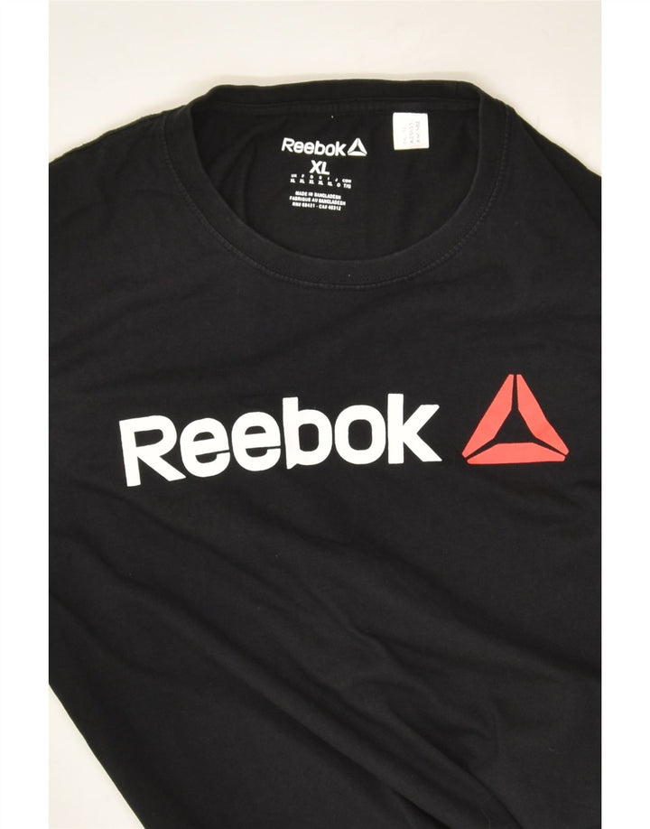 REEBOK Womens Graphic T-Shirt Top UK 18 XL Black Cotton | Vintage Reebok | Thrift | Second-Hand Reebok | Used Clothing | Messina Hembry 