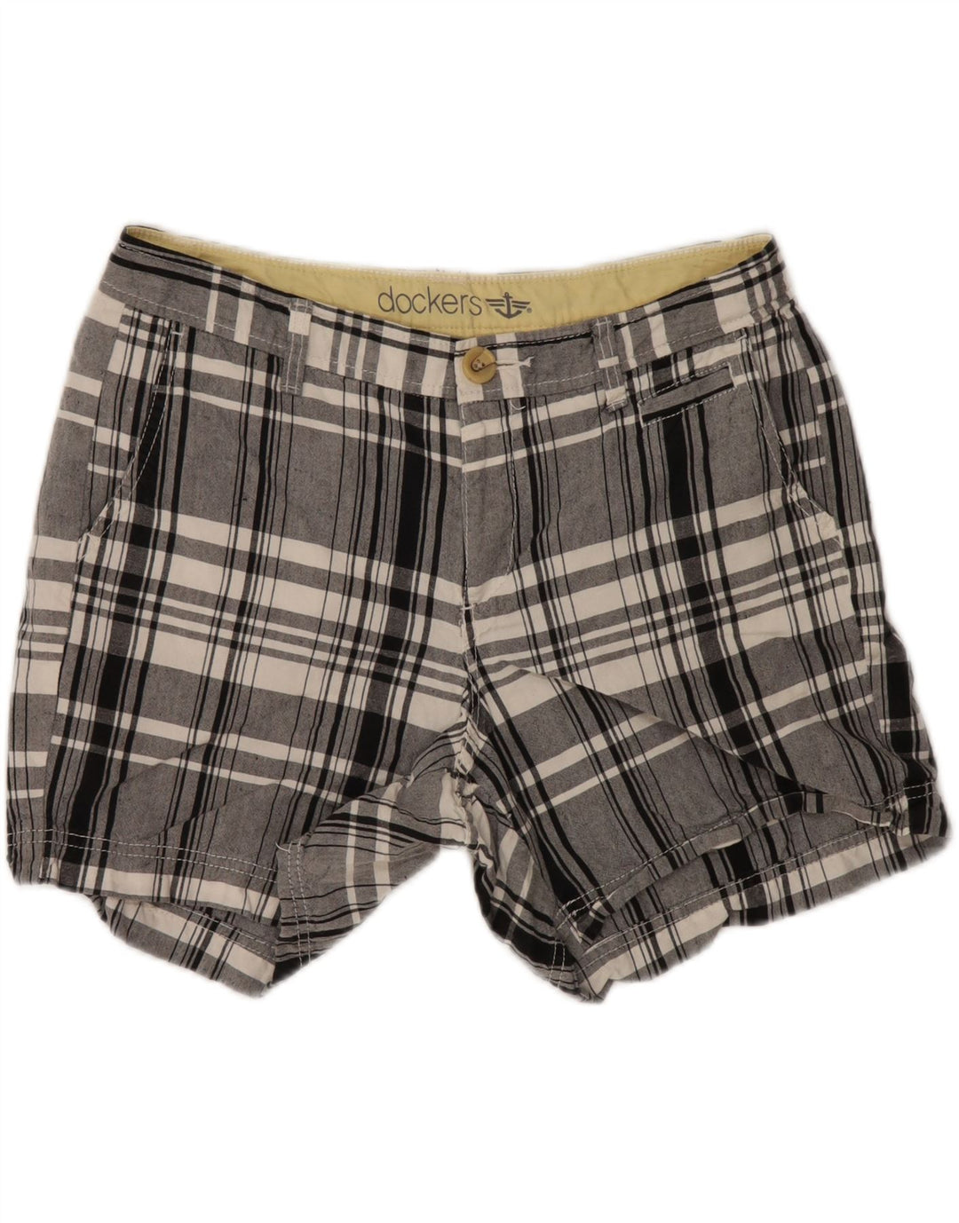 DOCKERS Womens Chino Shorts US 10 Large W32 Black Check Cotton Vintage Dockers and Second-Hand Dockers from Messina Hembry 