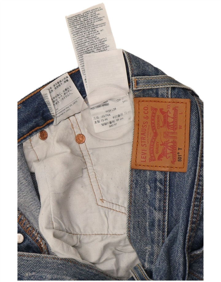 Женские потертые прямые джинсы Levi's 501 W29 L28, синий хлопок