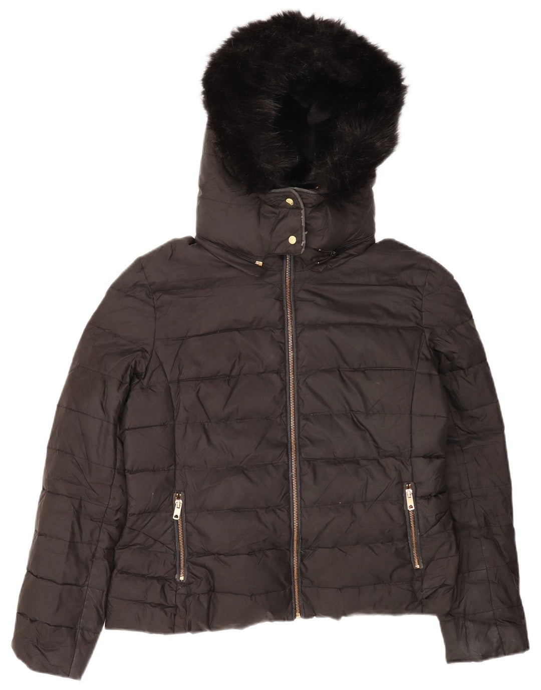 Женская стеганая куртка Zara UK 18 XL, черный полиэстер