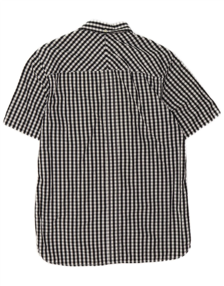Мужская рубашка с коротким рукавом Fred Perry, маленькая черная хлопковая клетка в мелкую клетку