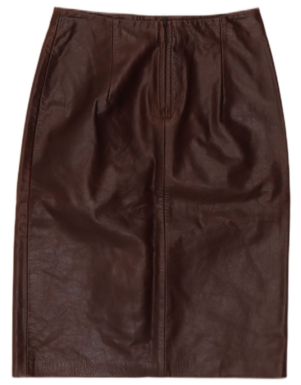 Винтажная женская кожаная юбка IT 40, маленькая W28, коричневая кожа