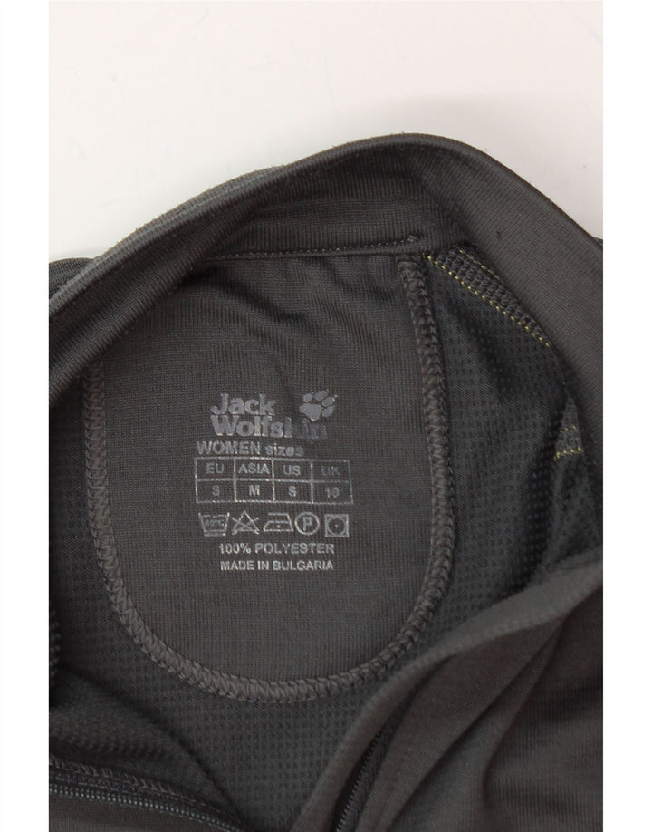 JACK WOLFSKIN Womens Zip Neck Pullover Tracksuit Top UK 10 Small Grey Vintage Jack Wolfskin and Second-Hand Jack Wolfskin from Messina Hembry 