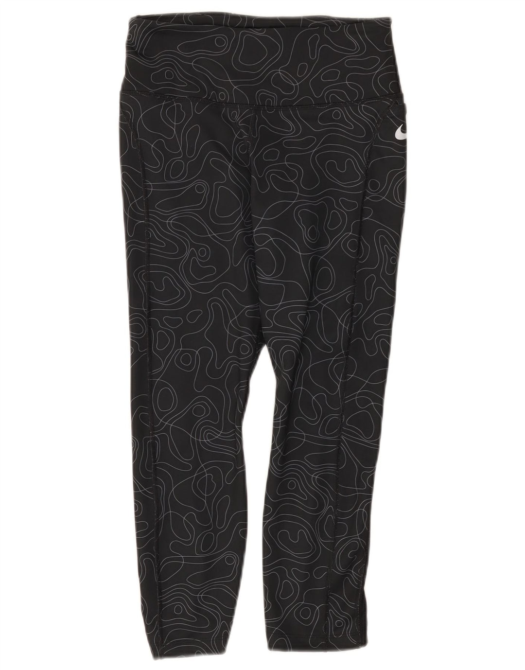 Женские леггинсы-капри Nike Dri Fit UK 8, маленькие черные с геометрическим узором