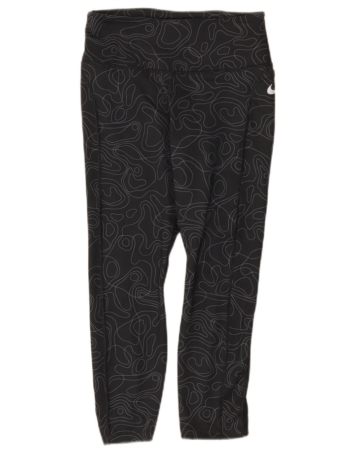 Женские леггинсы-капри Nike Dri Fit UK 8, маленькие черные с геометрическим узором