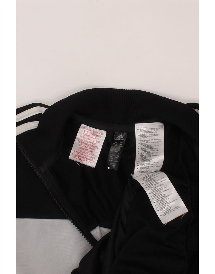 ADIDAS Boys Tracksuit Top Jacket 11-12 Years Black Colourblock Polyester