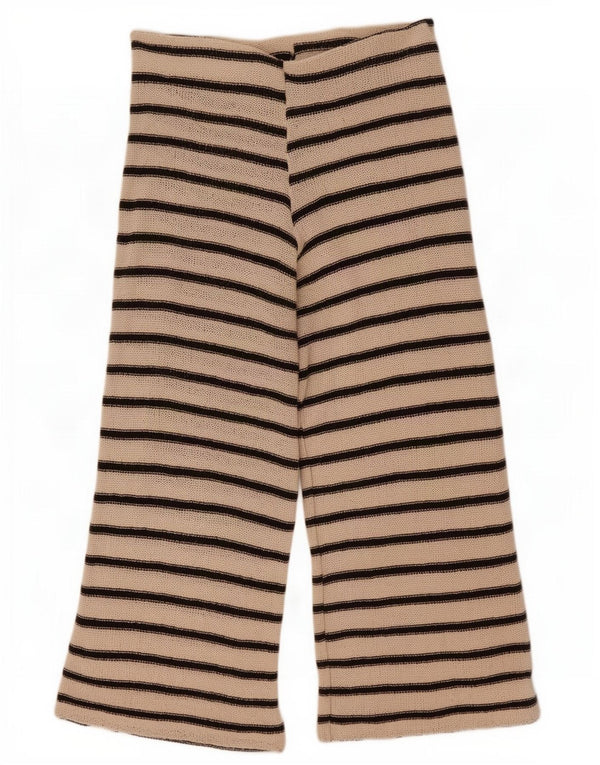 Женские трикотажные спортивные брюки Zara UK 14, большие, бежевые в полоску