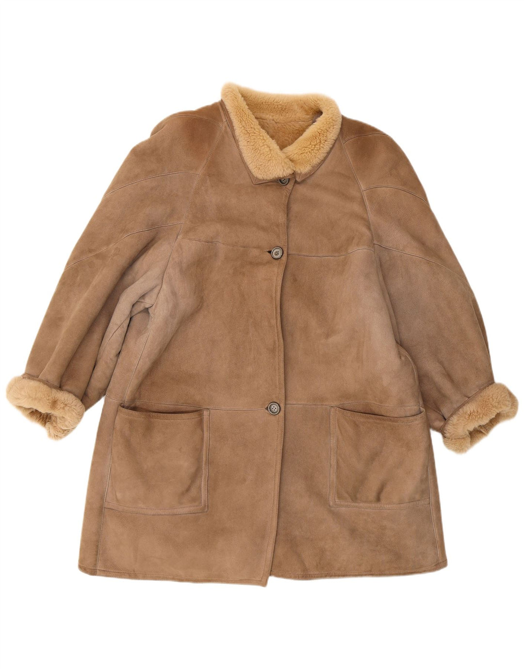 Винтажная женская дубленка свободного кроя IT 44 Medium Brown Classic
