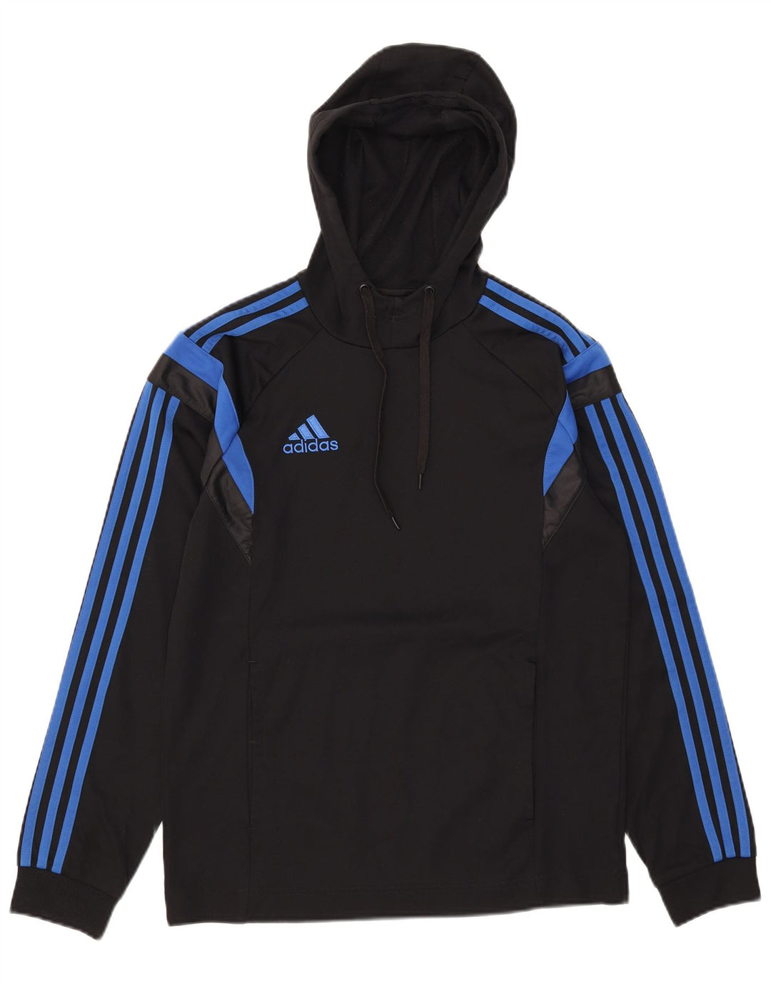 Мужской джемпер с капюшоном Adidas, маленький черный, полиэстер с цветными блоками
