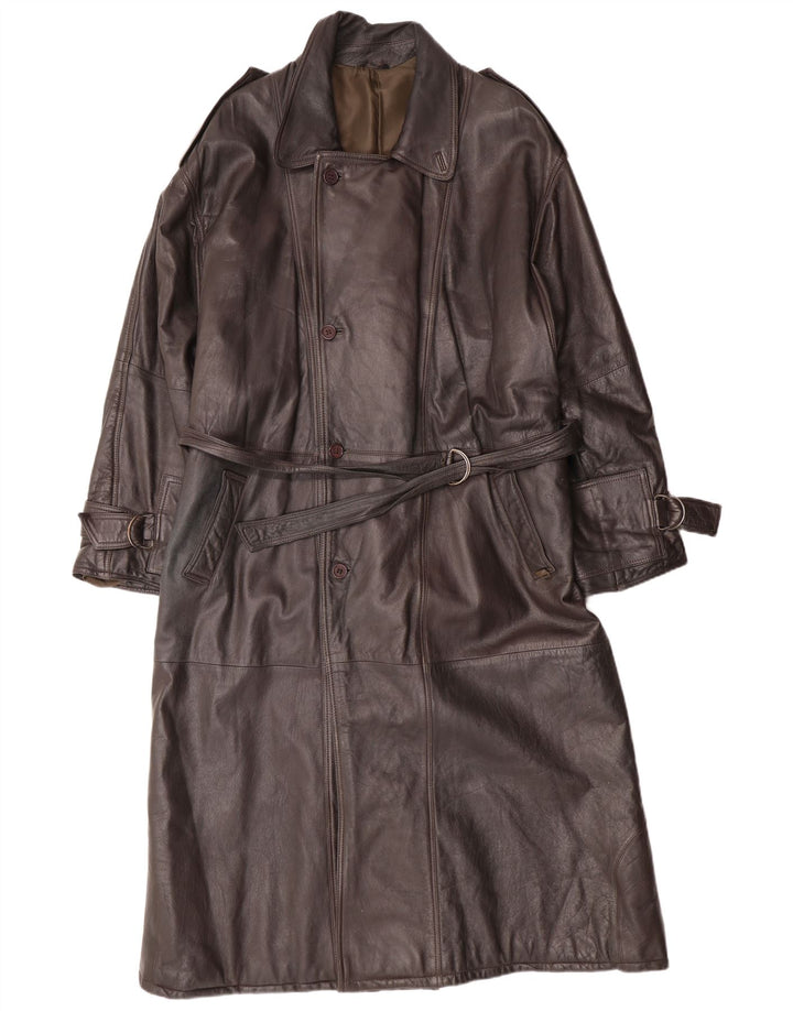 MAX MOSER Мужское кожаное пальто IT 56 3XL Коричневое кожаное