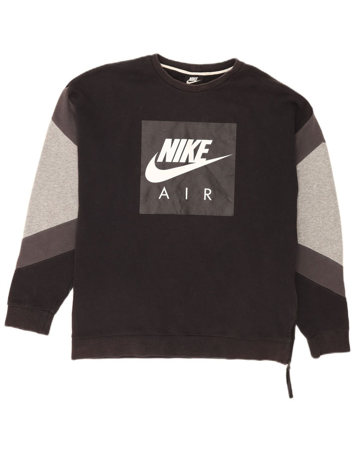 Мужской джемпер свободного кроя Nike с графикой, средний черный, с цветными блоками