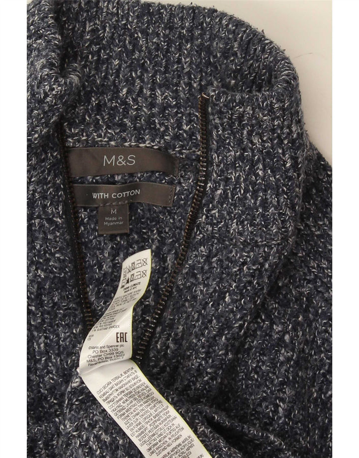 Мужской свитер с воротником на молнии Marks & Spencer, средний синий в крапинку, акрил