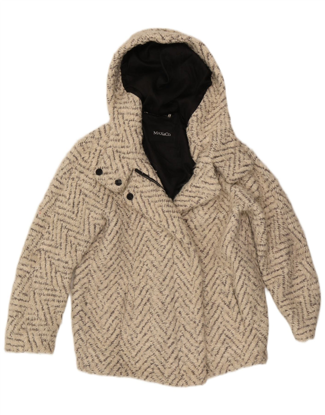 Женское пальто оверсайз с капюшоном Max & Co. UK 6 XS Off White Chevron
