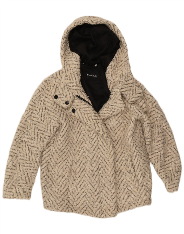 Женское пальто оверсайз с капюшоном Max & Co. UK 6 XS Off White Chevron