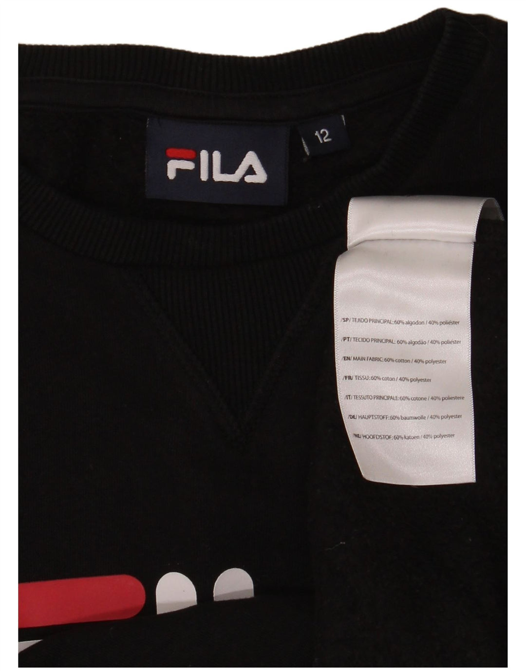 Джемпер Fila с рисунком для мальчиков 11-12 лет, черный хлопок
