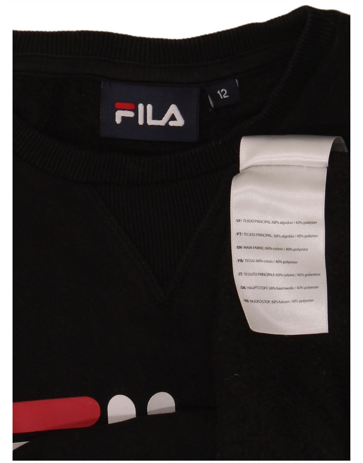 Джемпер Fila с рисунком для мальчиков 11-12 лет, черный хлопок