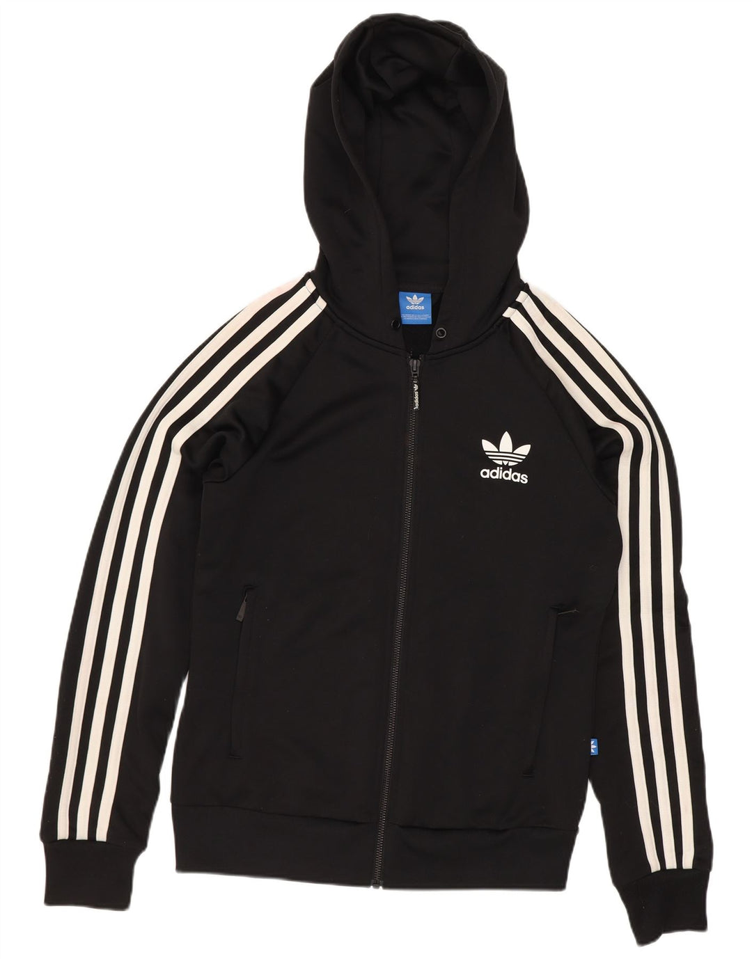 Женский свитер с капюшоном на молнии Adidas UK 8, маленький черный полиэстер