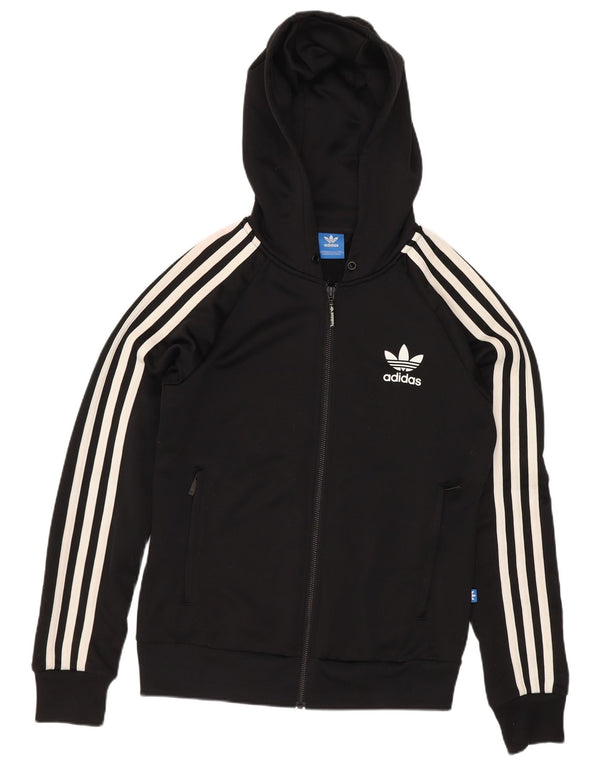 Женский свитер с капюшоном на молнии Adidas UK 8, маленький черный полиэстер
